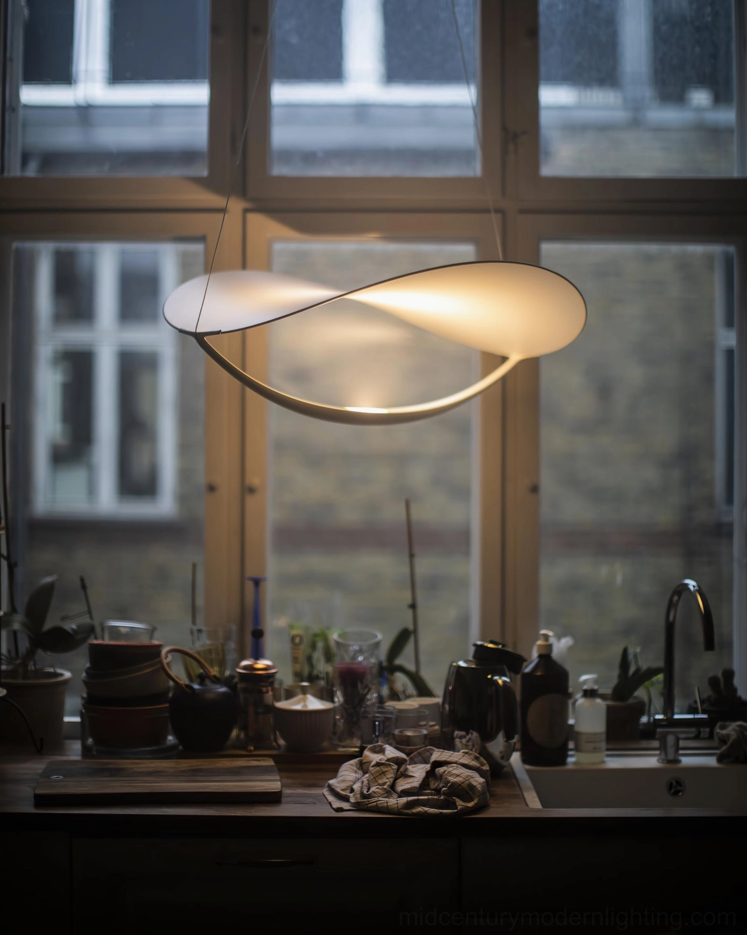 LED pendant light twisted white form contemporary home design