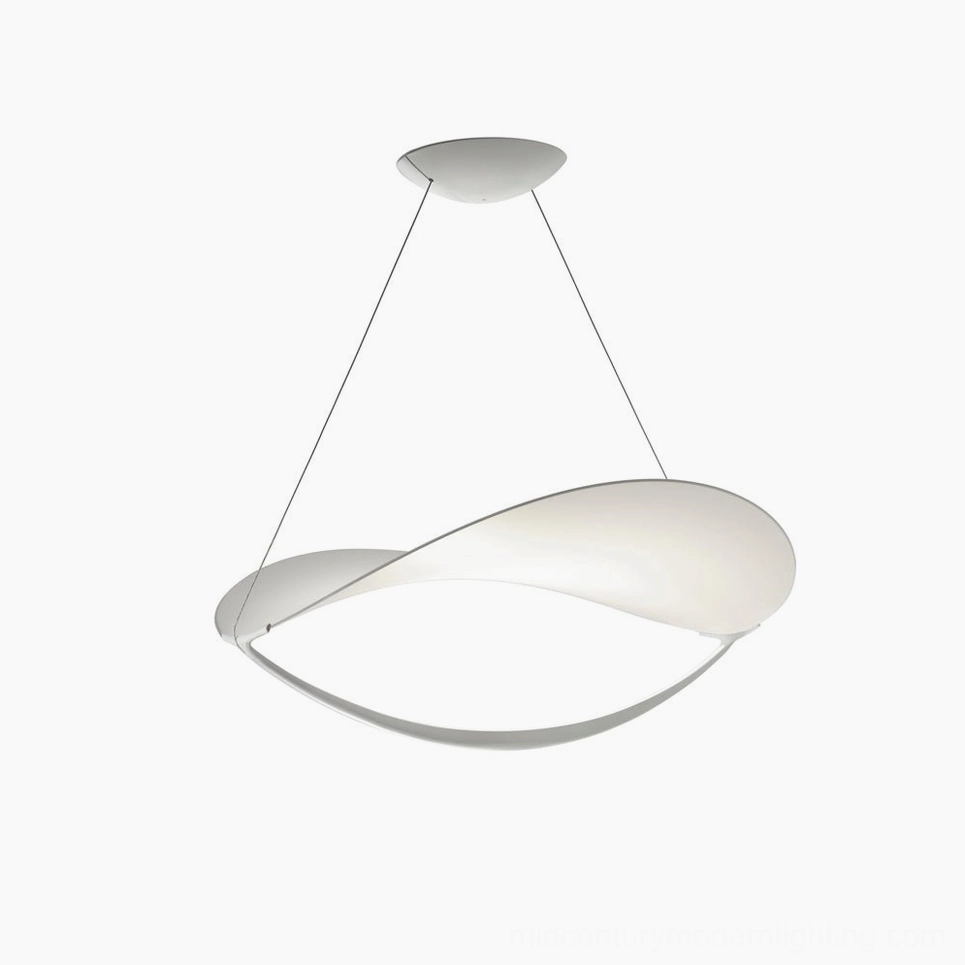 Modern sculptural pendant light white twisted form interior design