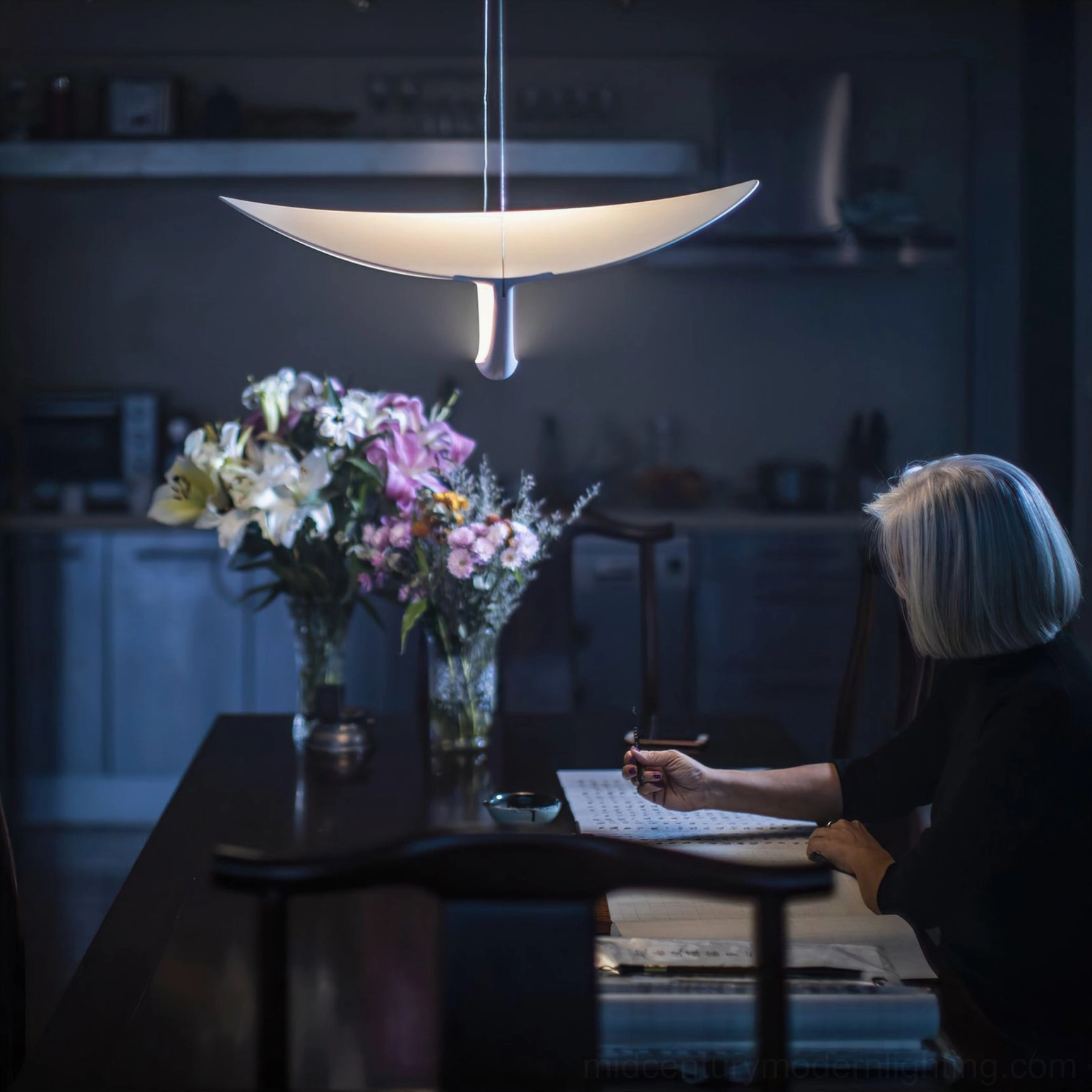 Modern white pendant lamp minimalist twisted design interior lighting
