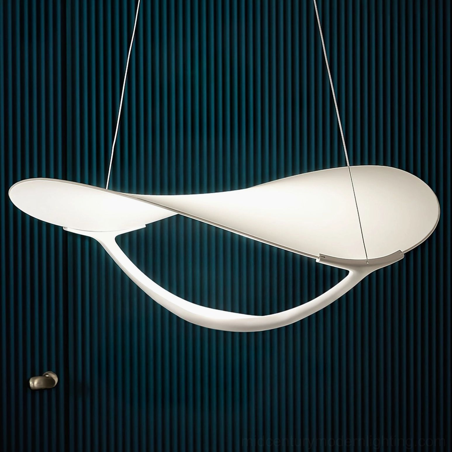 Modern pendant ceiling light twisted white sculptural art form