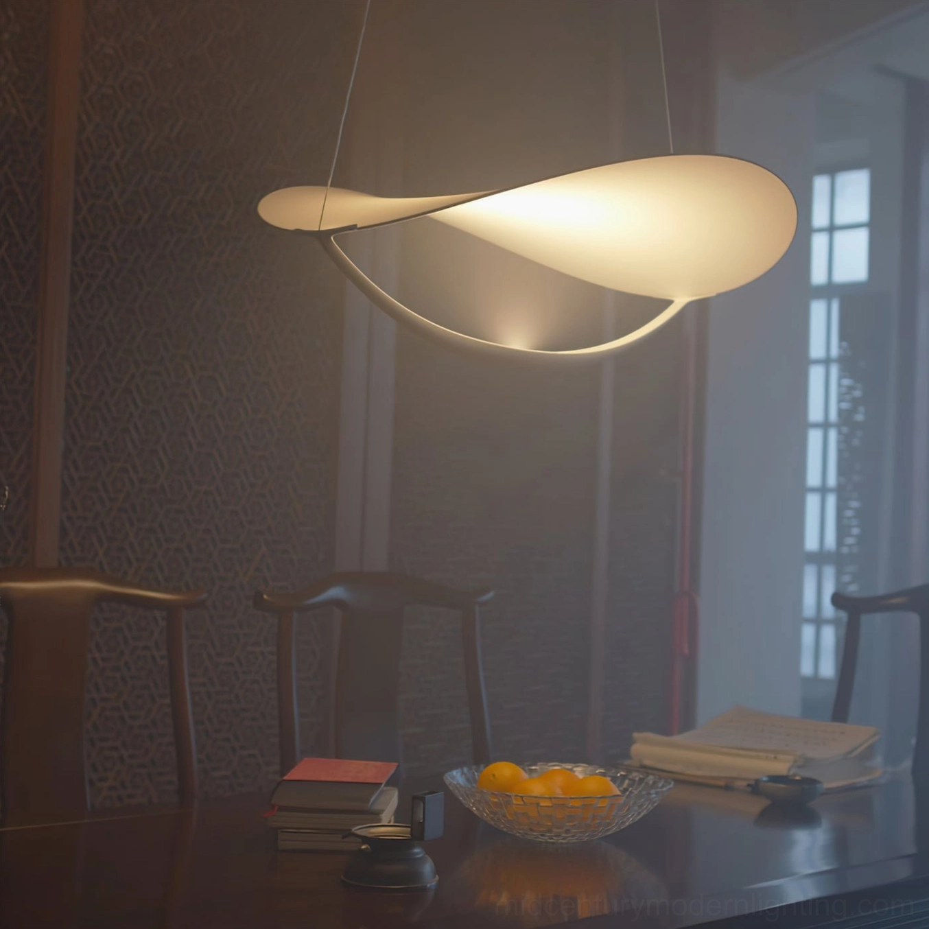Plena pendant lamp sculptural white matte finish contemporary design