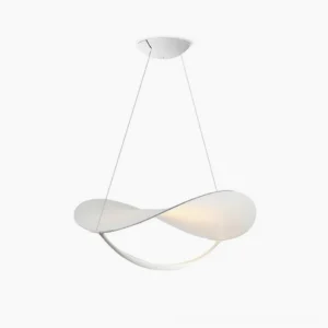Plena modern white twisted pendant lamp front overhead view minimalist design