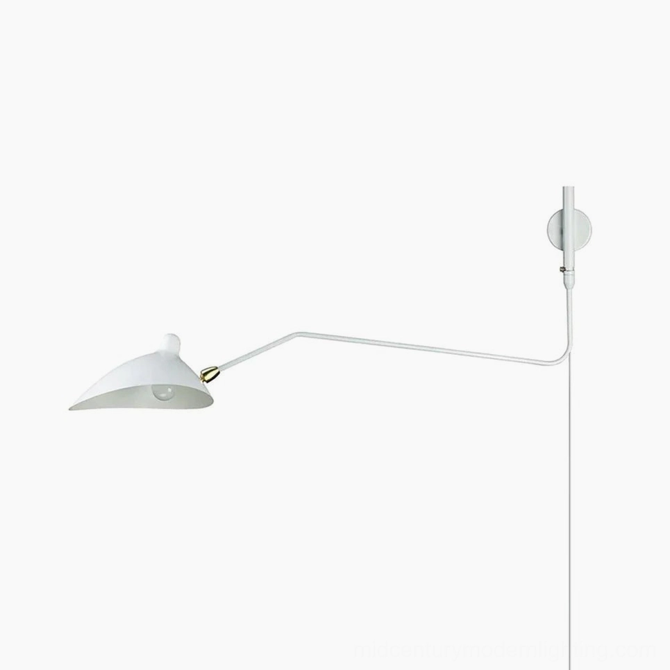 Plug-in wall-mounted spider sconce with adjustable shades in minimalist interior setting