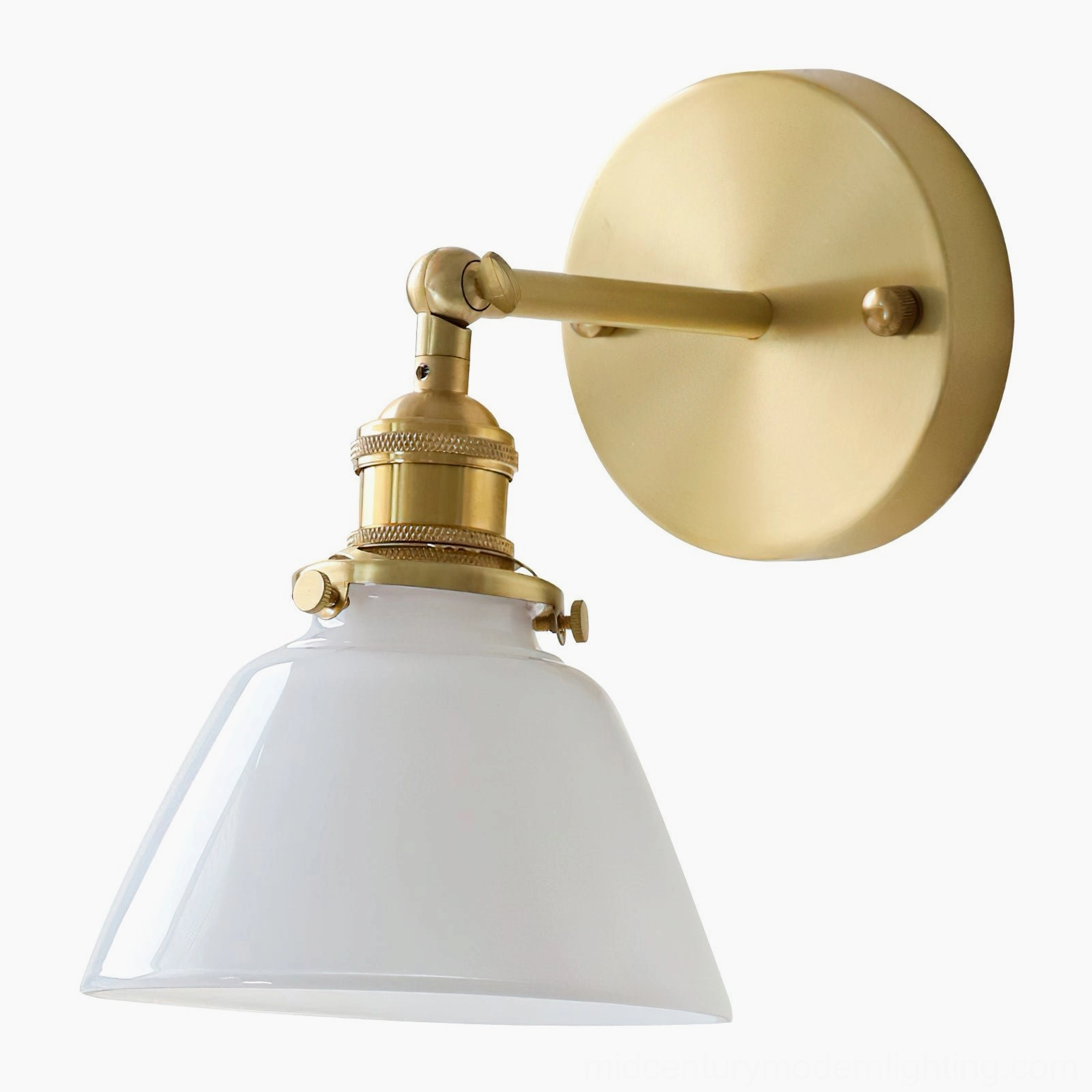 Portland wall-mounted sconce full profile view illustrating mid-century modern proportions and timeless industrial design
