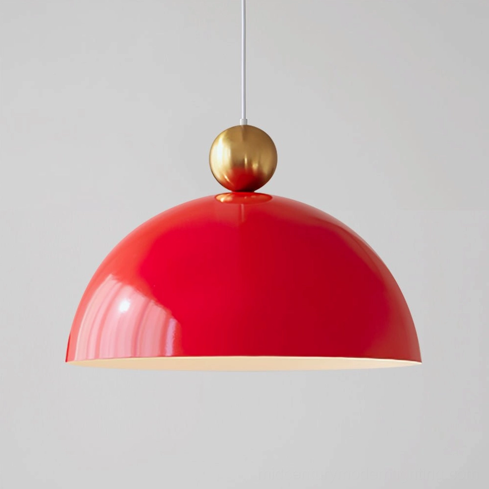 Gold and red Posa pendant lamp variant - warm metallic dome lighting fixture