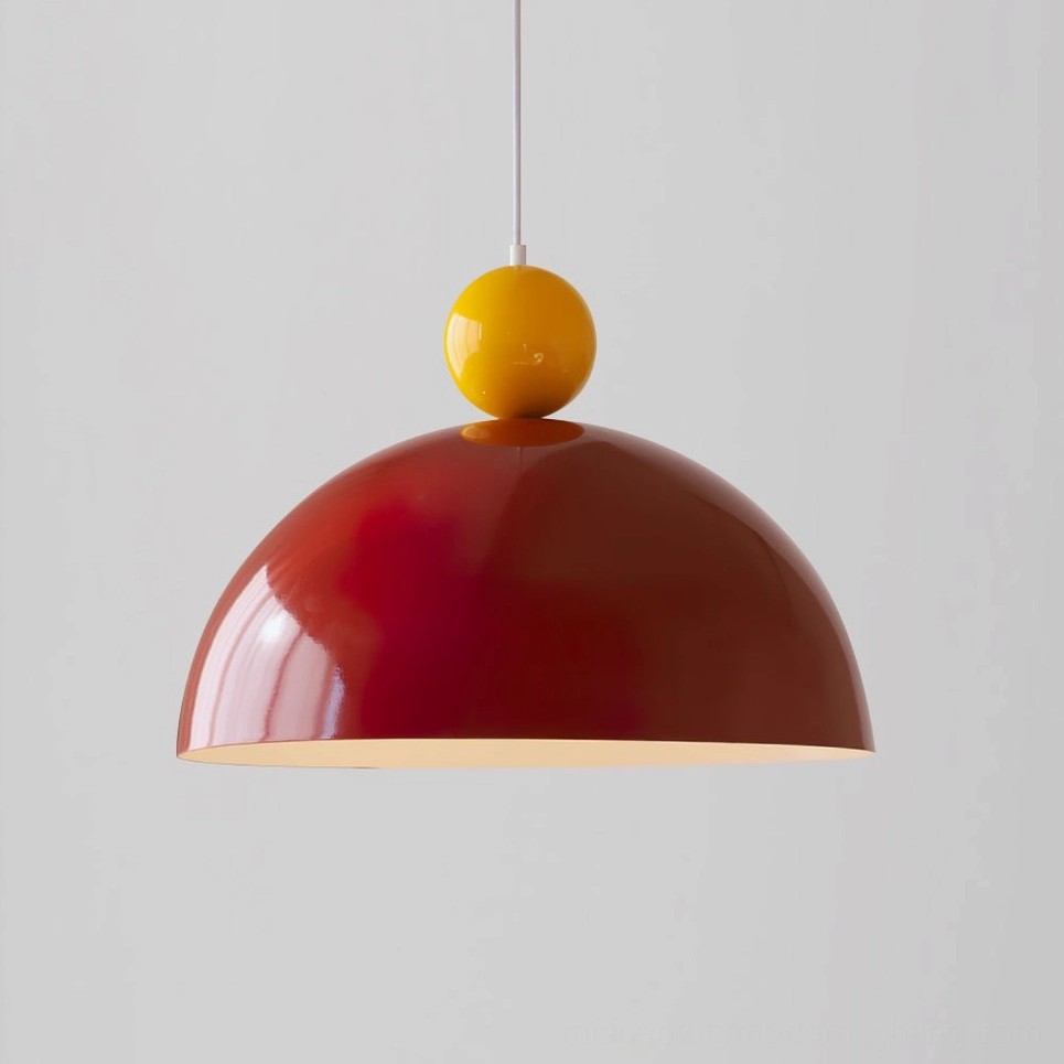 Yellow and deep red Posa pendant lamp - striking contrast color combination variant