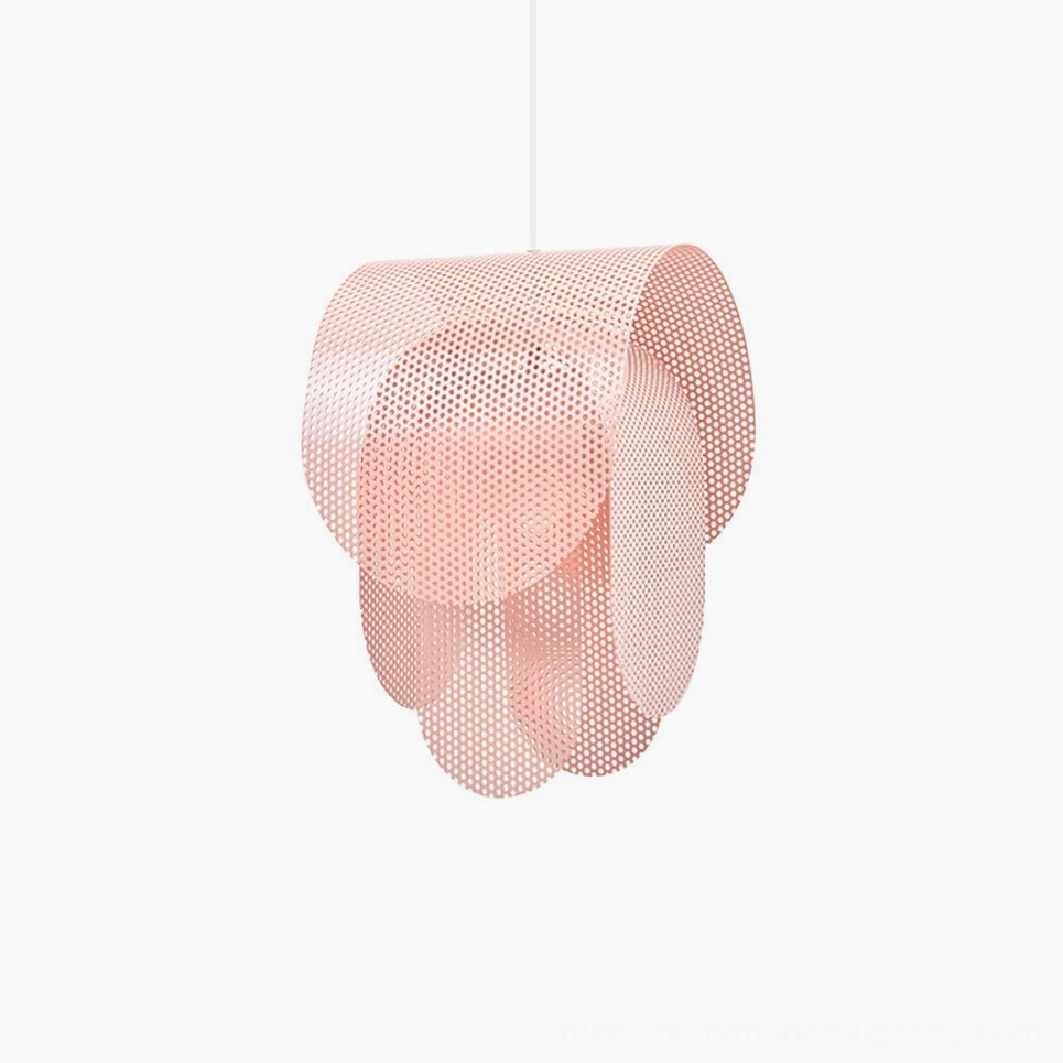 Posie pendant light design composition featuring overlapping perforated metal silhouettes
