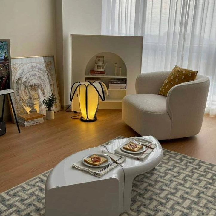 Premium quality banana table lamp with metal and fabric materials for lasting durability