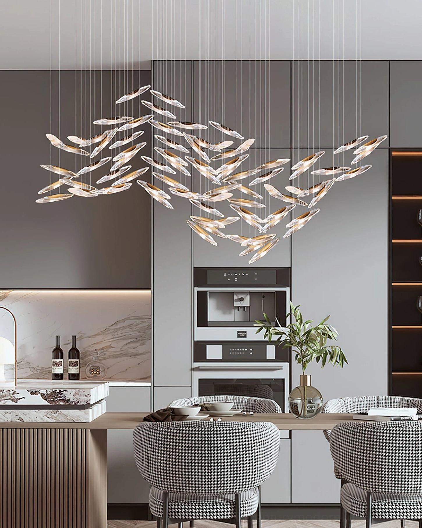 Premium cascading glass pendant chandelier showing detailed craftsmanship and design sophistication