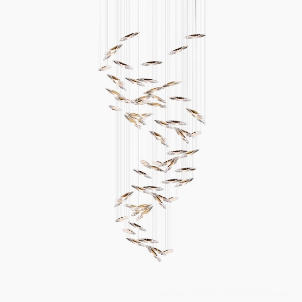 Premium mid-century modern inspired glass chandelier with polished framework and refined aesthetics