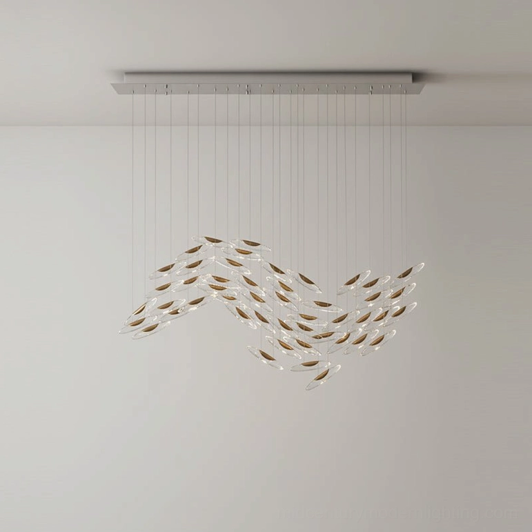 Premium suspended glass chandelier 32 heads A variant with polished metalwork and artistic arrangement
