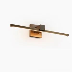 Presidio Linear Wall Sconce - Minimalist brass wall light with integrated LED on white background, front view