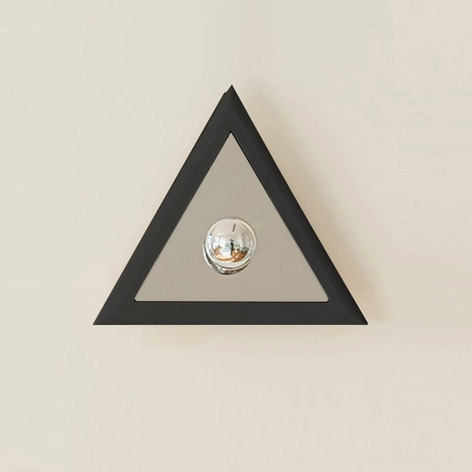 Prism triangle wall lamp black finish full product view studio lighting
