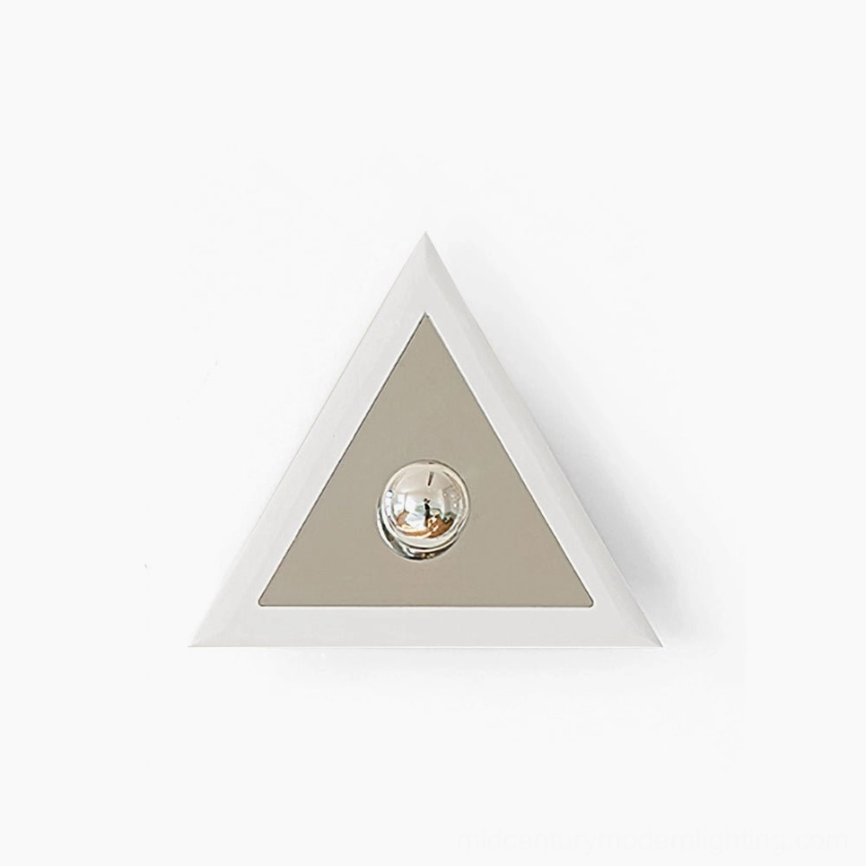 Prism triangle wall lamp frontal view modern geometric design minimalist