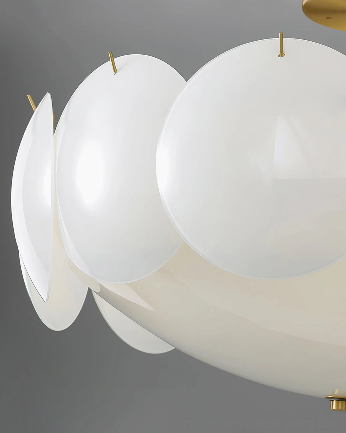 Prisma brass and white glass ceiling pendant, mid-century modern chandelier light fixture