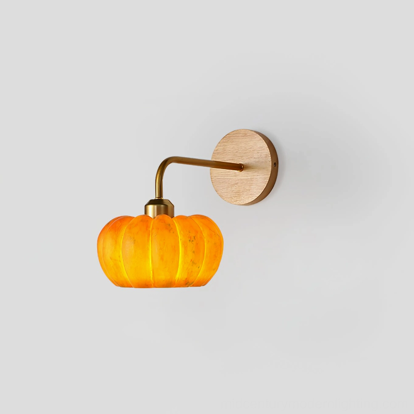 Pumpkin wall lamp mounting hardware and installation details, wall-mounted mid-century modern fixture setup