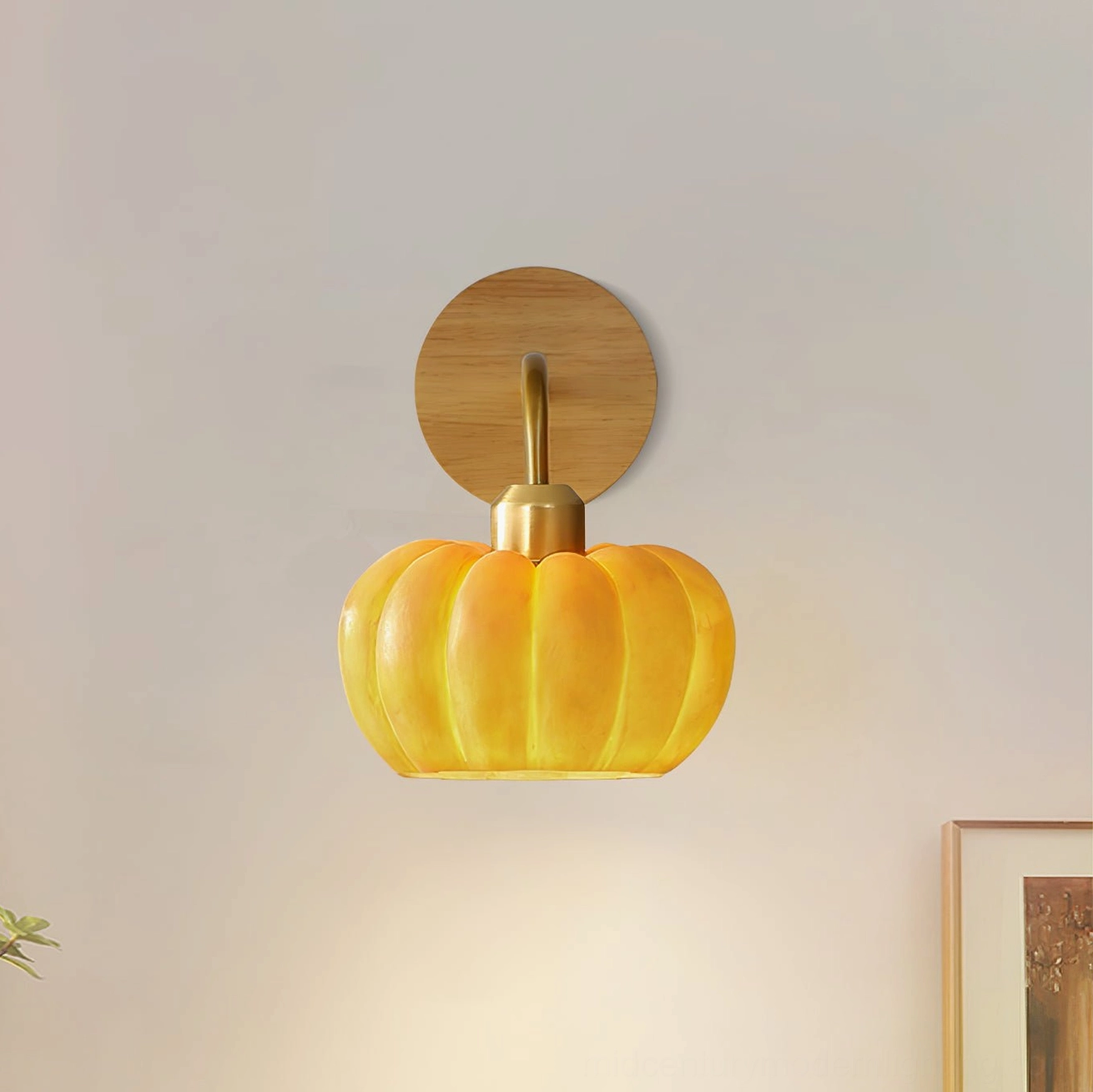 Pumpkin wall lamp LED bulb compatibility demonstration, energy-efficient modern lighting option