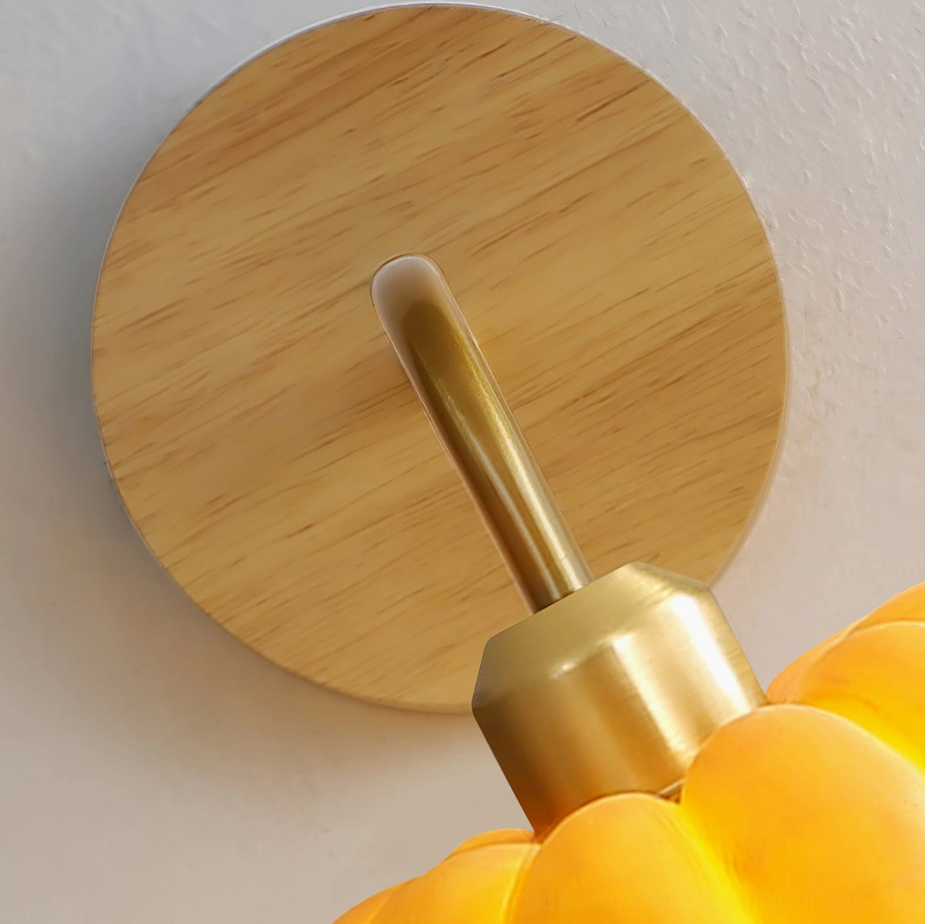 Pumpkin wall lamp orange finish variant detailed view, showcasing harvest color and mid-century modern form