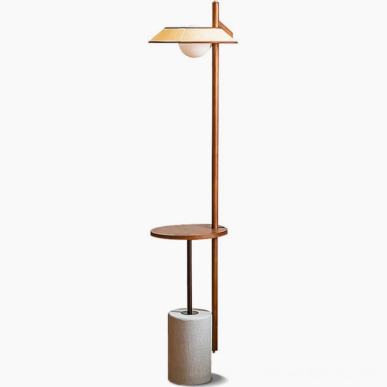 Puro mid-century modern floor lamp with walnut side table and grey cement base product image