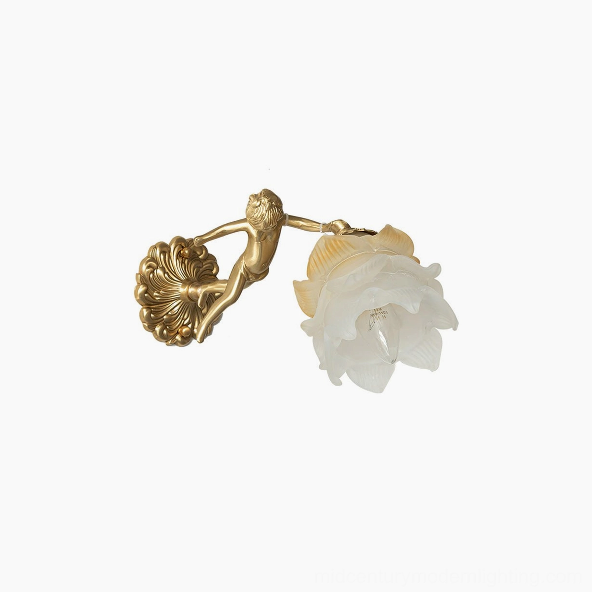 Putti cherub brass wall lamp with junction box assembly detail showing code-compliant round J-box mounting and electrical wiring for North American installation