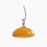 Quadrifoglio amber glass mid-century modern pendant lamp front view with chrome hardware