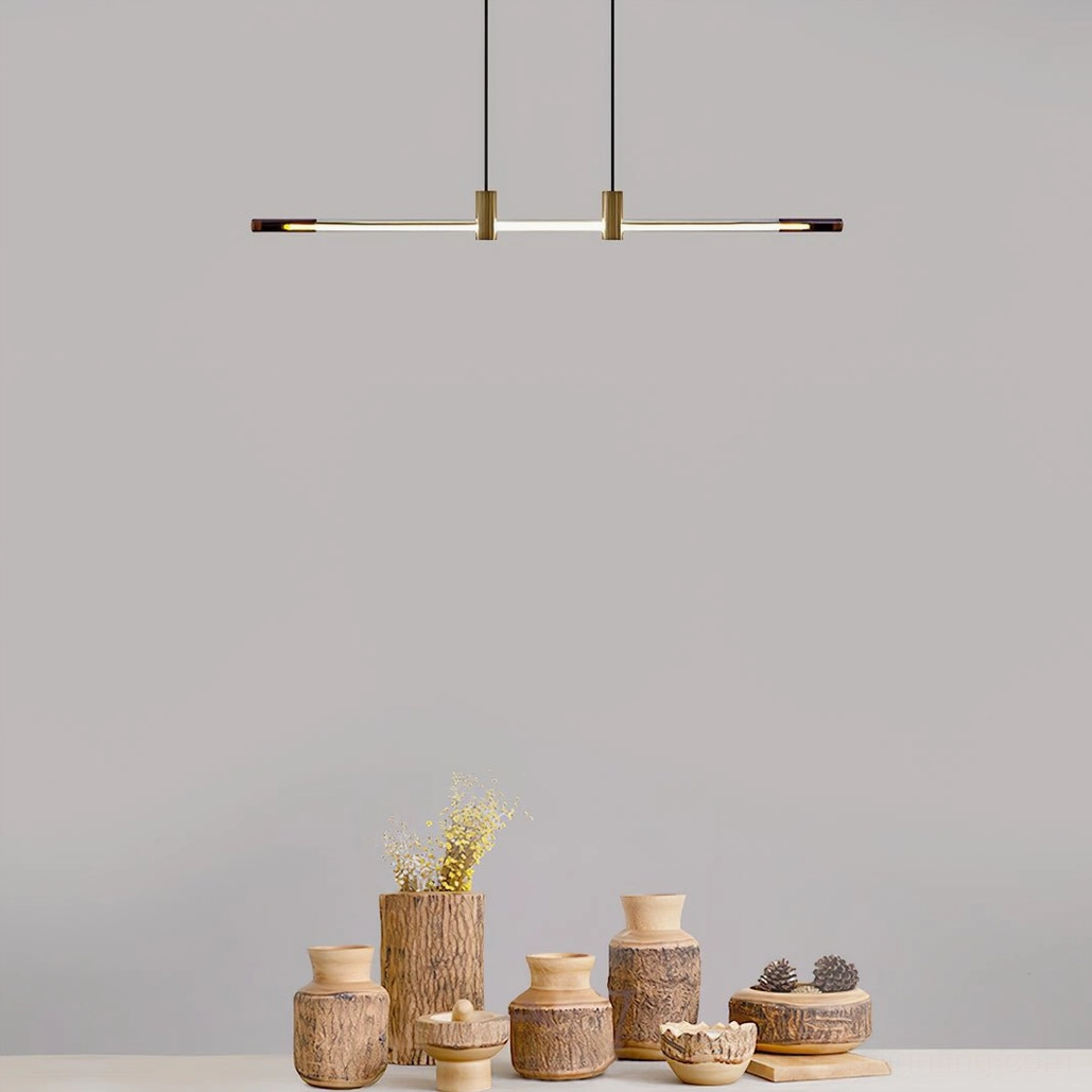 RA Linear Pendant light styled in interior space, warm minimalist ambiance