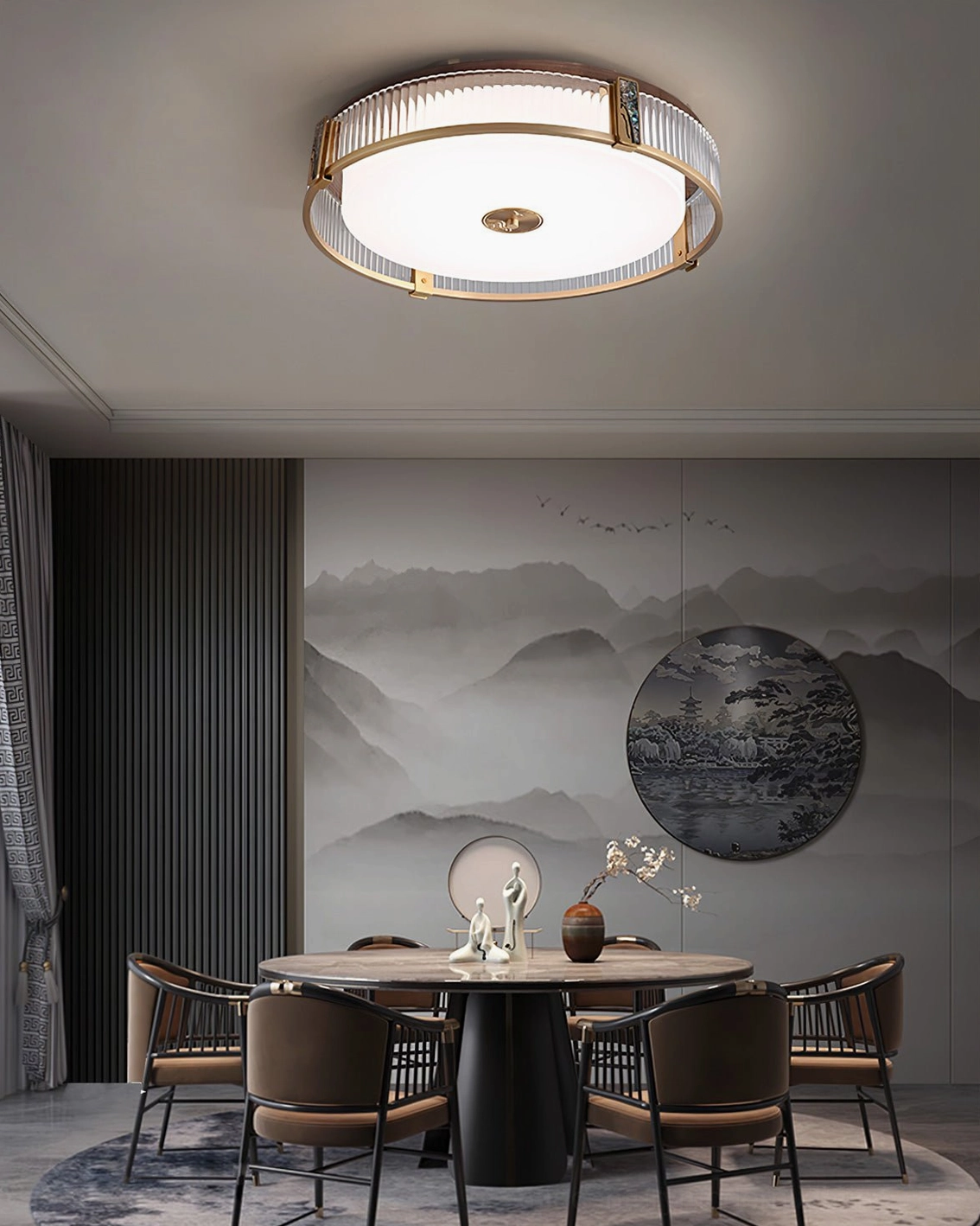 Randolph ceiling light installed in bedroom with interior design styling