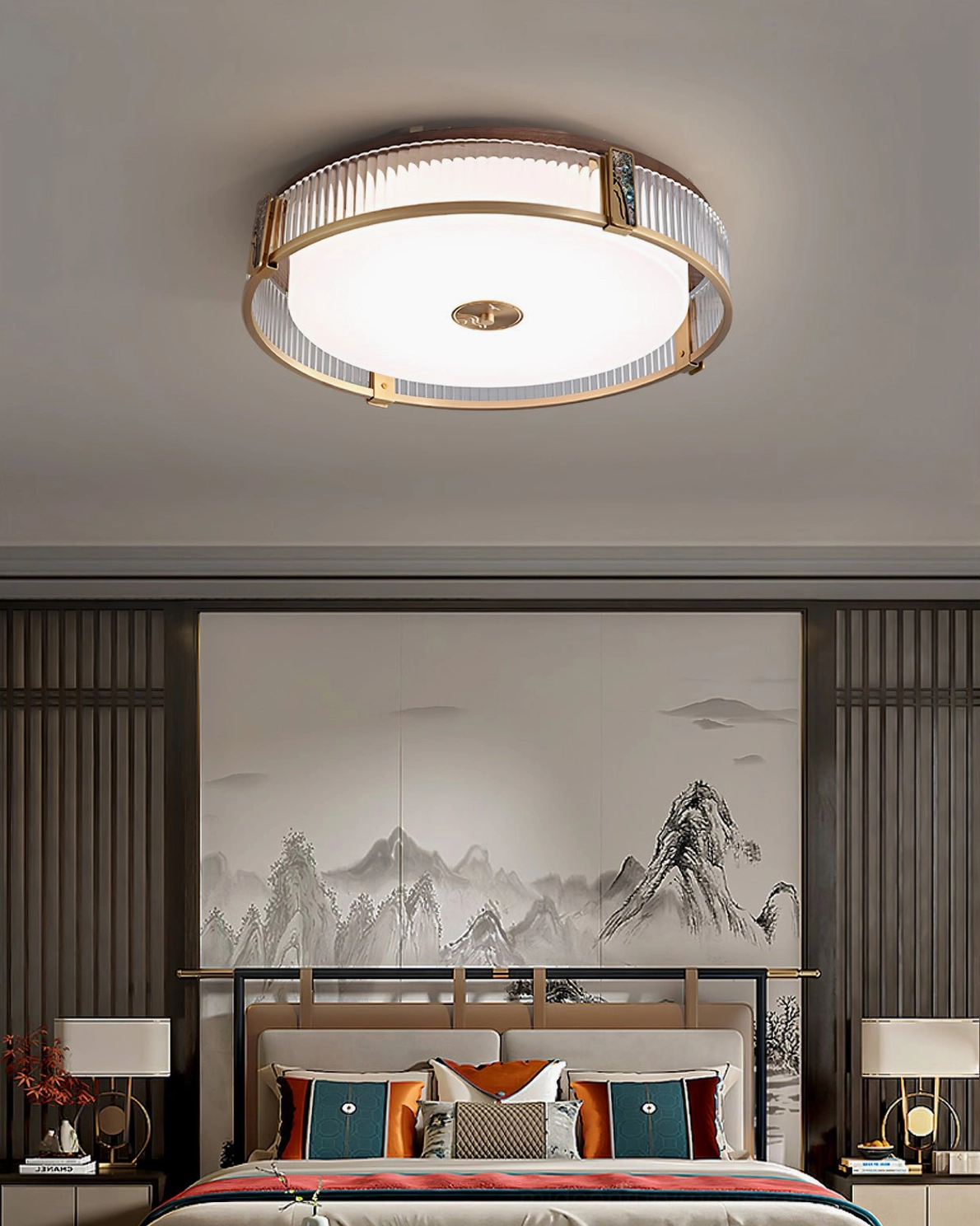 Randolph modern flush mount ceiling light architectural design detail