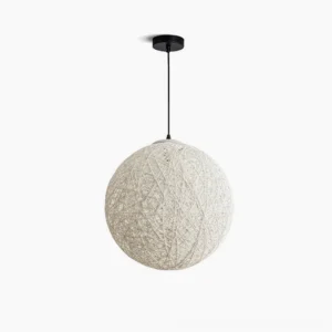 Creema handwoven rattan globe pendant lamp isolated white background minimalist design