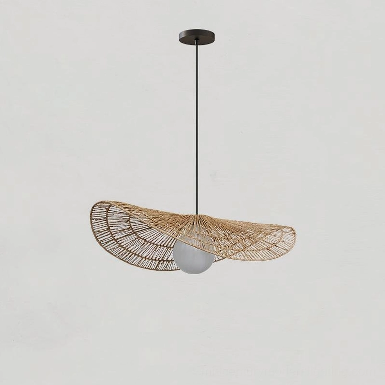 Compact single-layer rattan petal pendant lamp ideal for hallways, bedrooms, and smaller living spaces