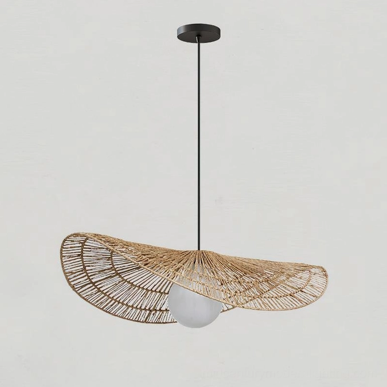 Large single-layer rattan petal pendant lamp for spacious dining rooms and living areas with modern design