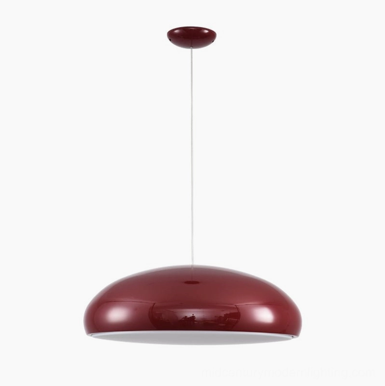 Red Aicia dome pendant light large size front view mid-century modern fixture