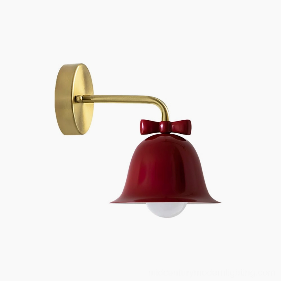 Red Bow Bell Wall Lamp contemporary installation with warm ambient illumination