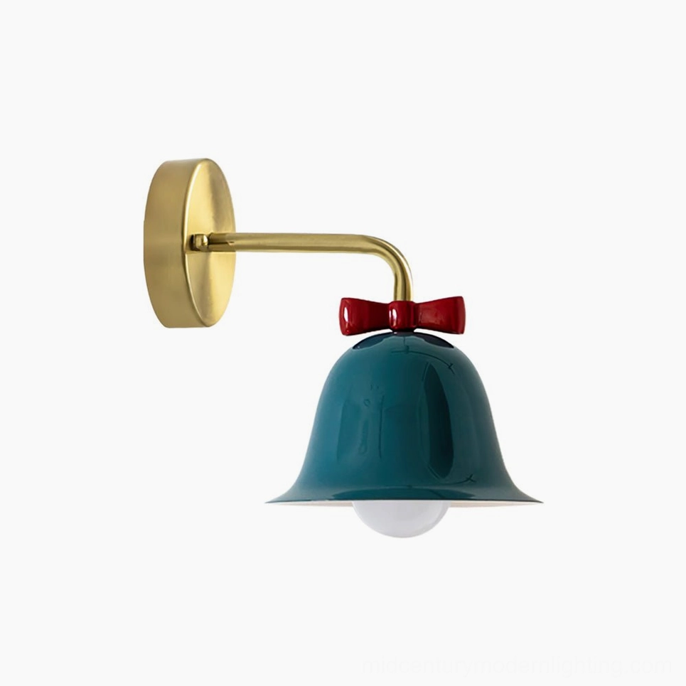 Red Bow Bell Wall Lamp bold color statement in eclectic maximalist interior design