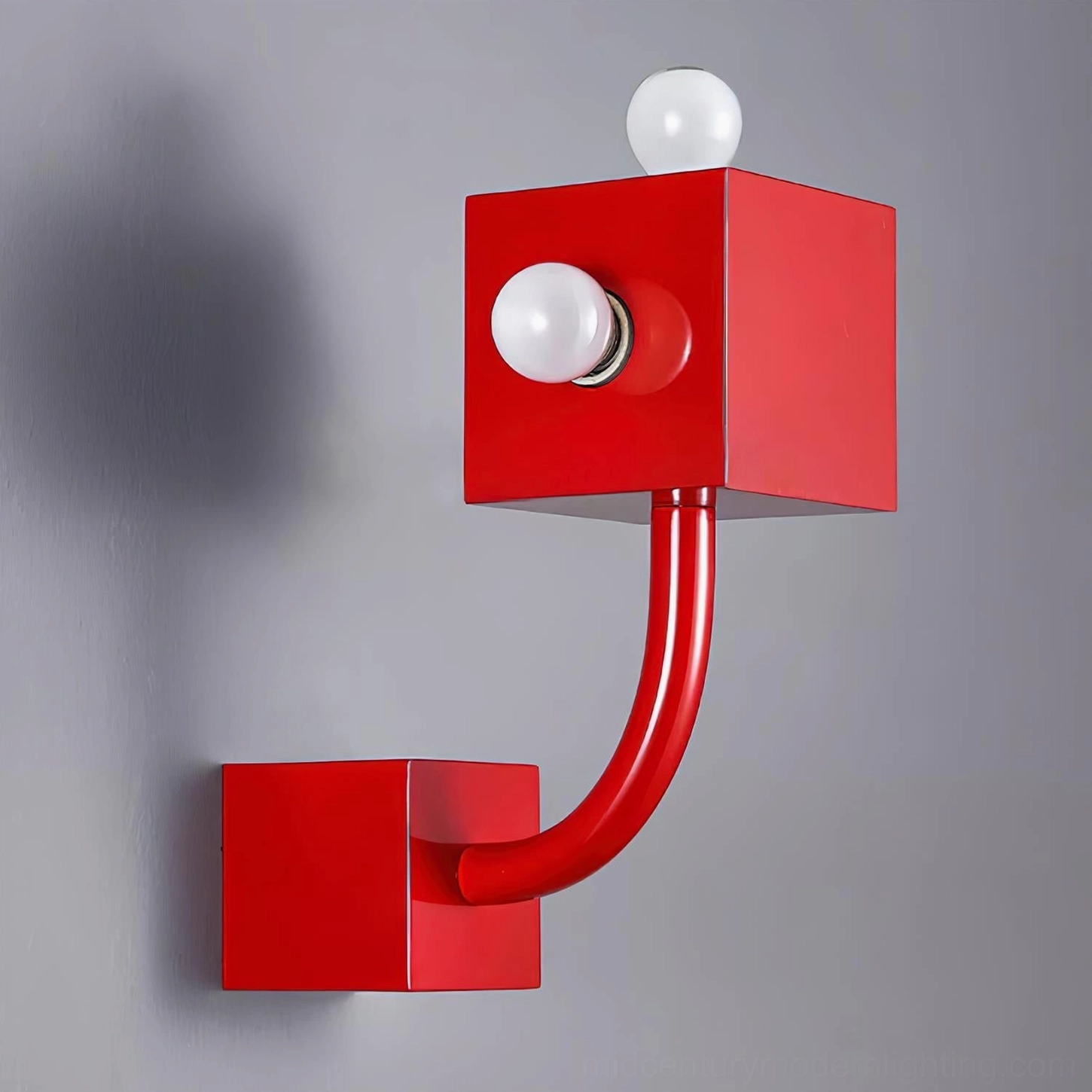 Red geometric cube wall sconce modern contemporary lighting fixture