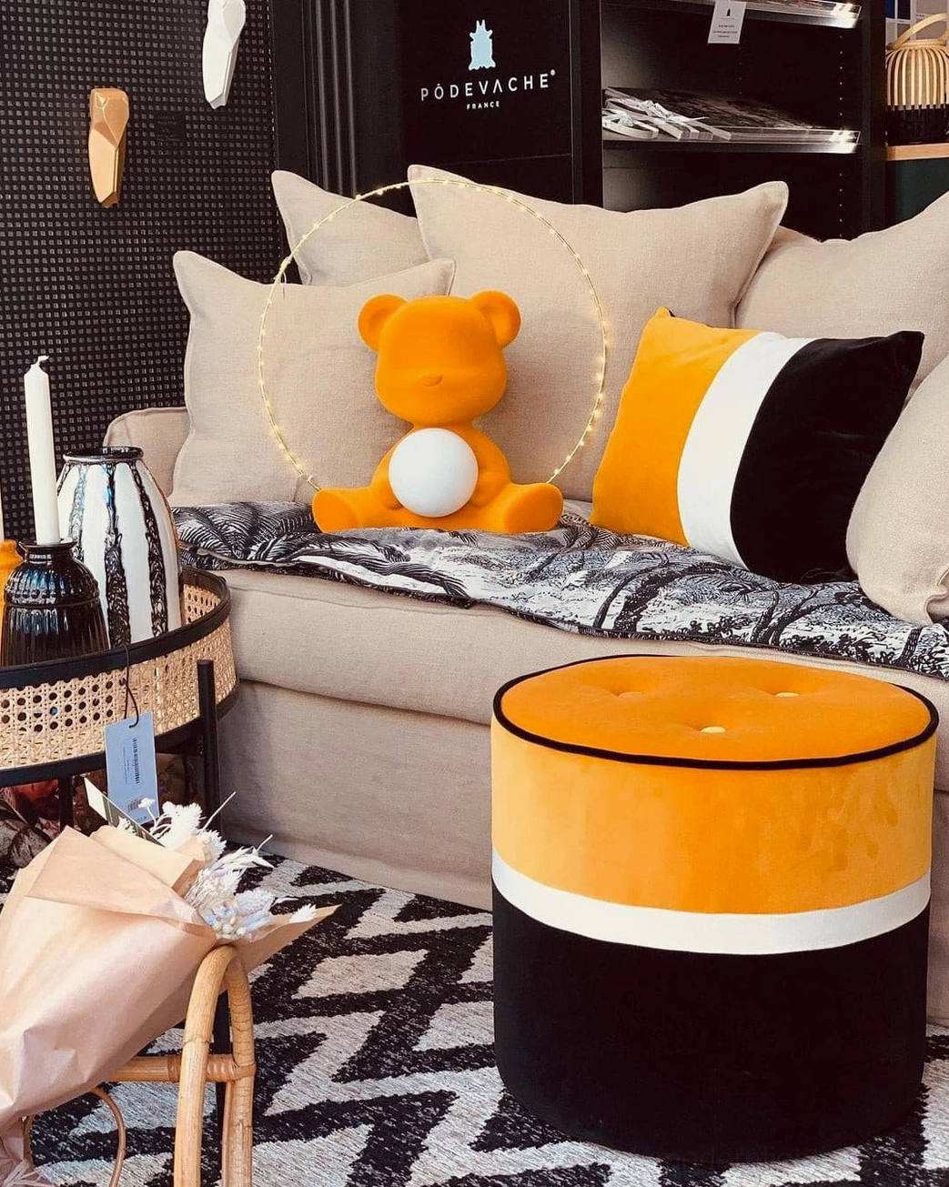 Red flocked teddy table lamp with premium velvety surface finish
