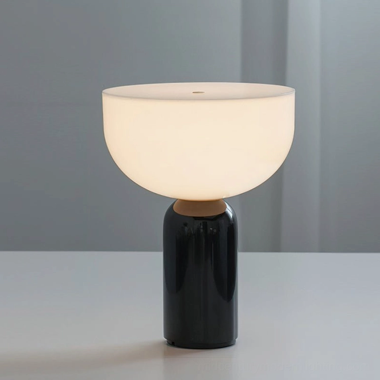 Renard marble table lamp black and white color variant with LED warm light glow