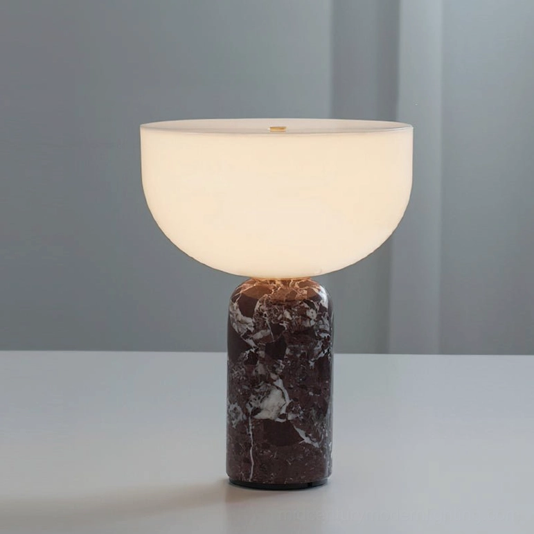 Renard marble table lamp reddish brown base with white accents elegant sculptural design studio shot