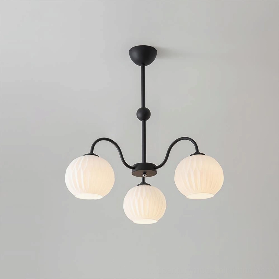 Renee 3-head black metal frame globe pendant chandelier product view