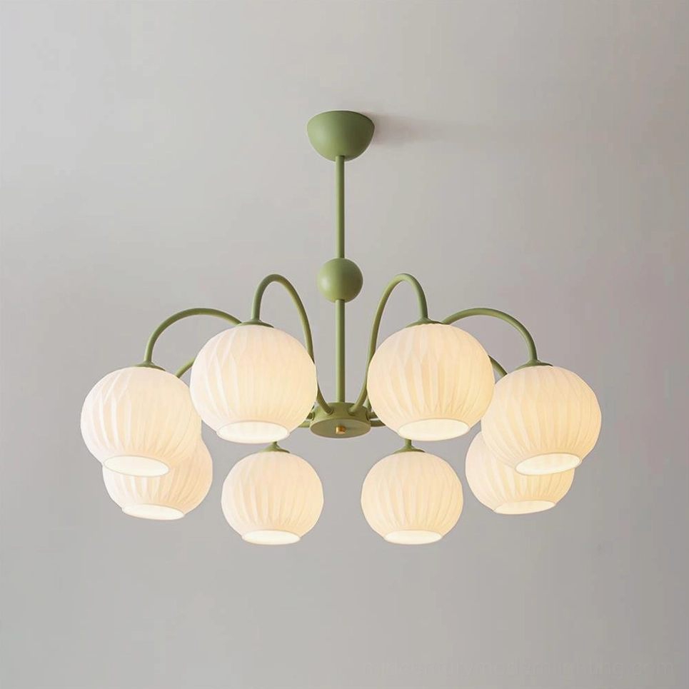 Renee 8-head sage green globe pendant chandelier full assembly product photo