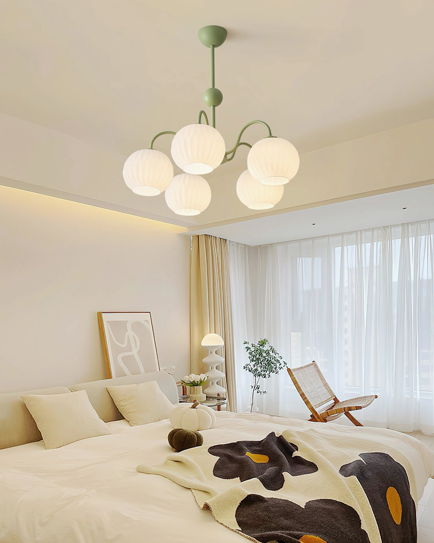 Renee black globe pendant chandelier artistic side angle view metal frame design