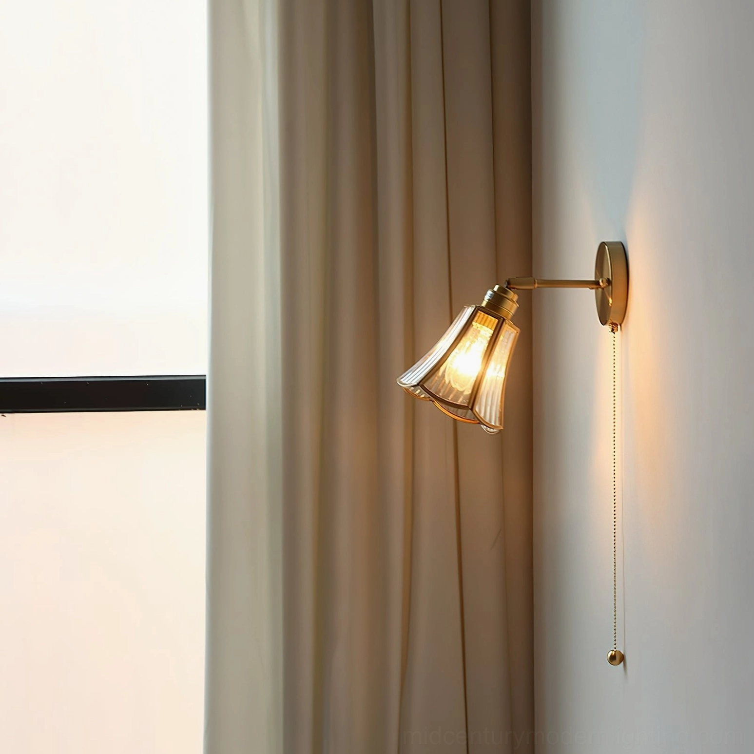 Rennes mid-century modern wall sconce minimalist interior window placement