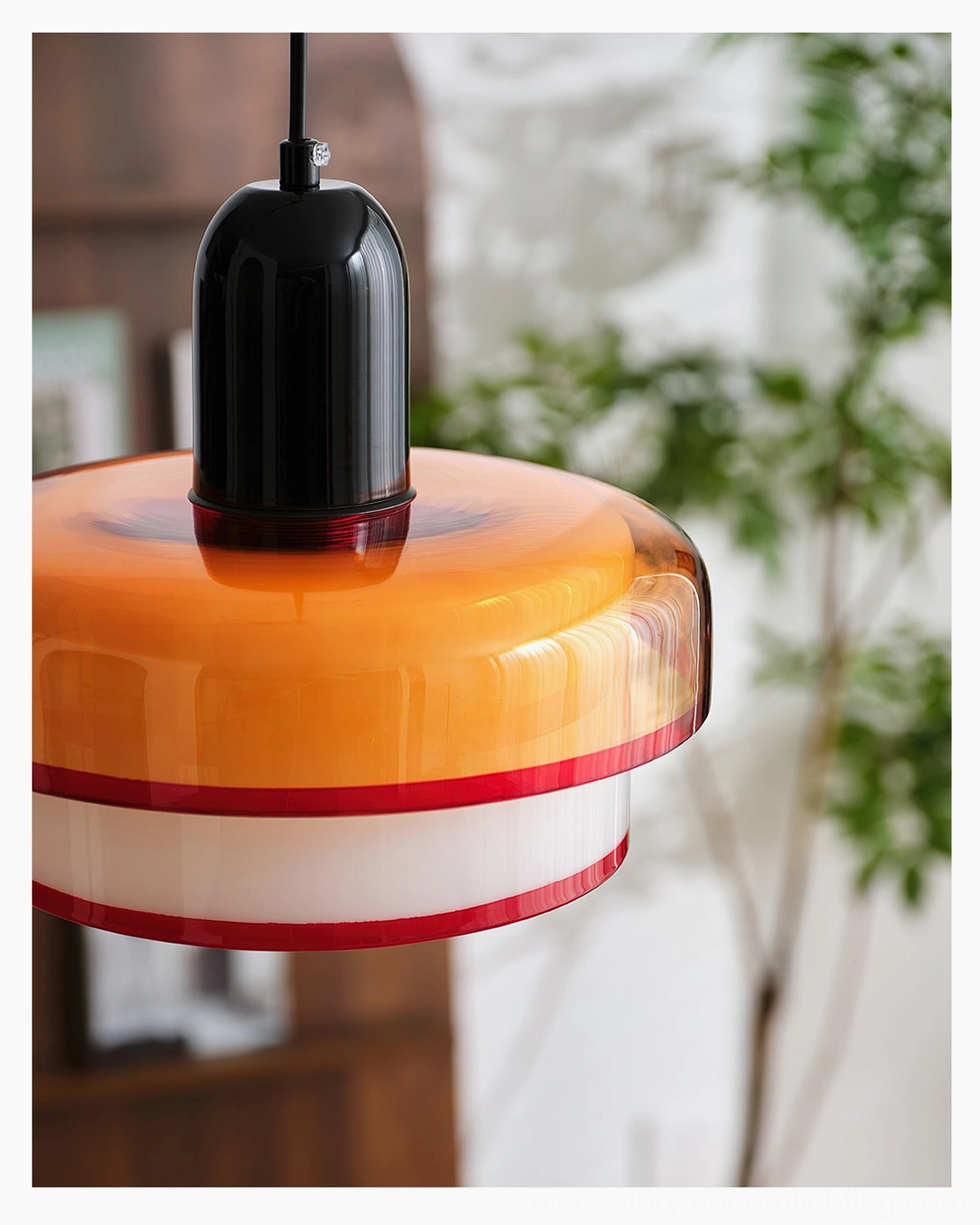 Retro color-block pendant light fixture specifications and design details