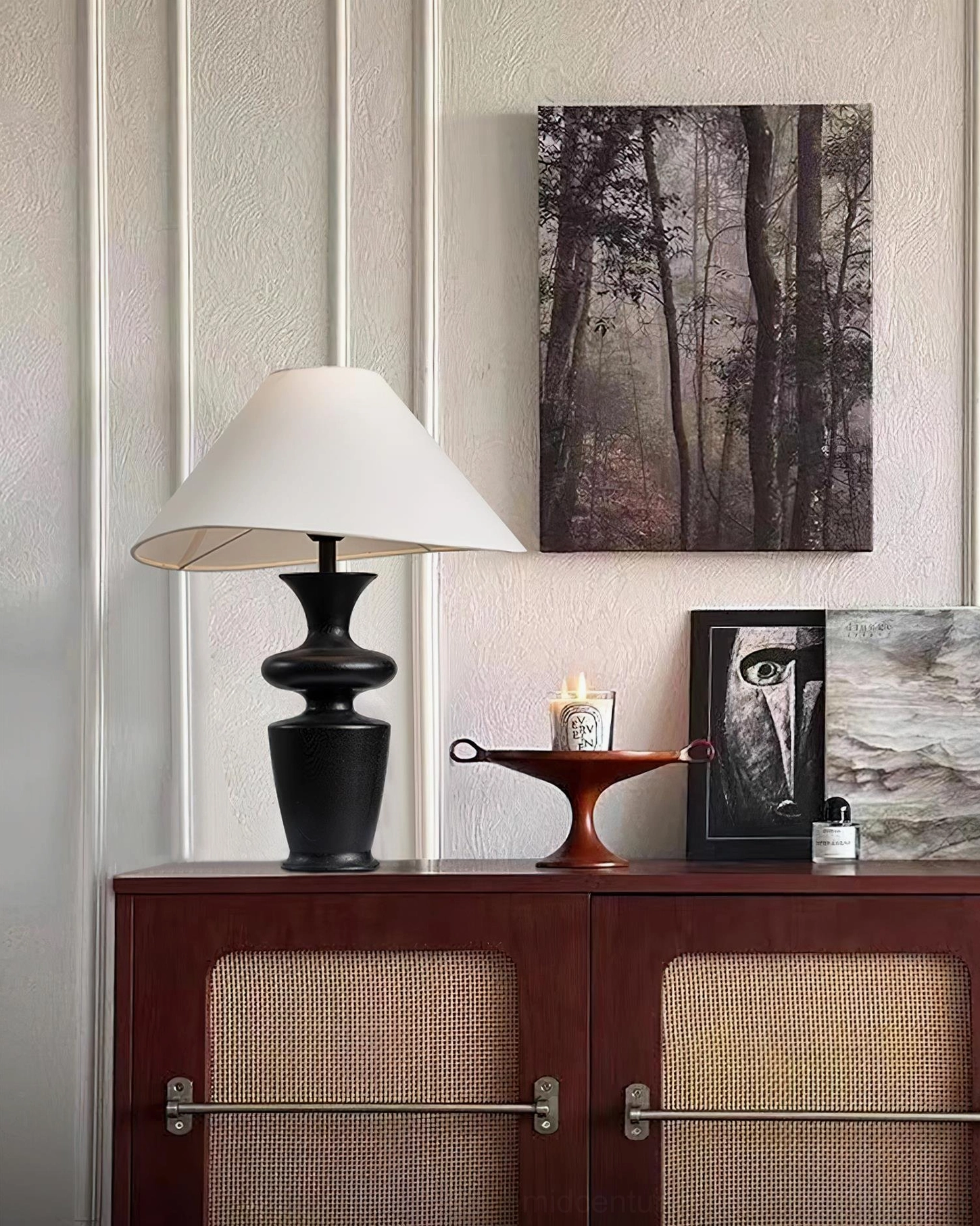 Rhodes table lamp architectural lighting piece with organic curved base and minimalist aesthetic