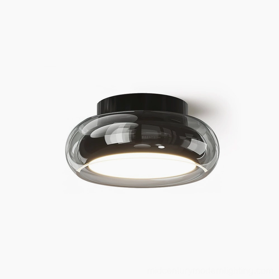 Richard minimalist flush mount ceiling lamp front overhead angle with sleek black finish
