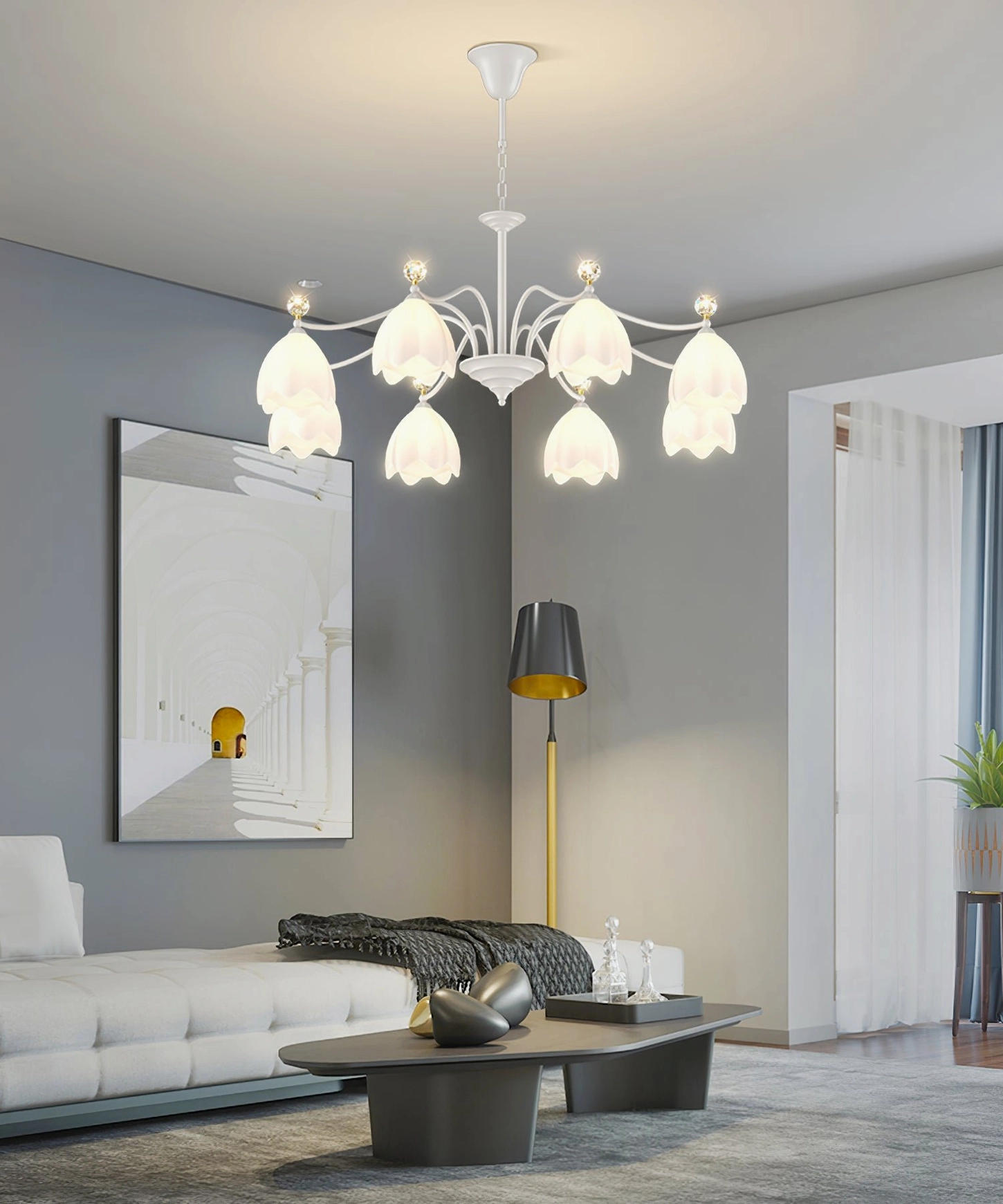 Ricko 10-head Chandelier grand foyer lighting statement fixture luxurious installation example