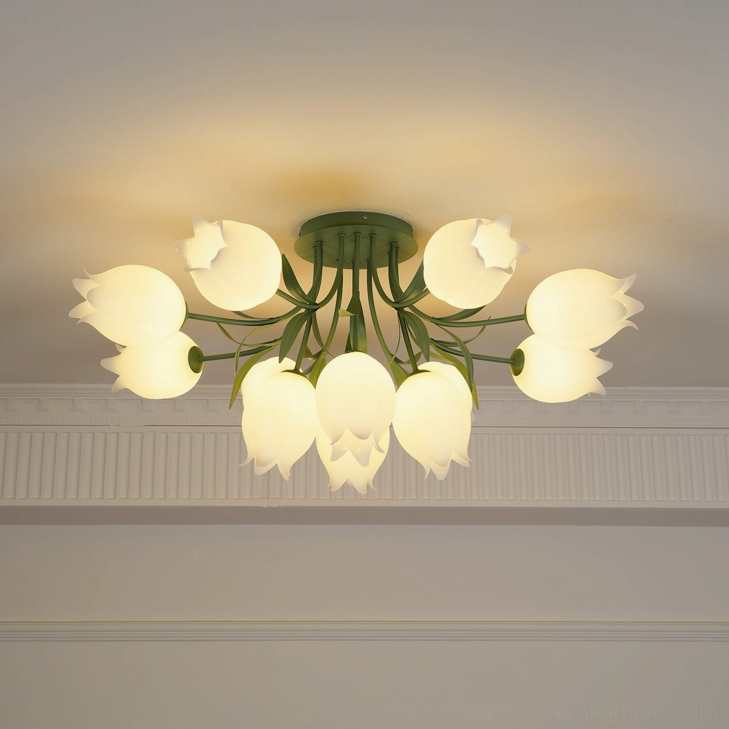 Ricko 12-head large ceiling light overhead flat angle