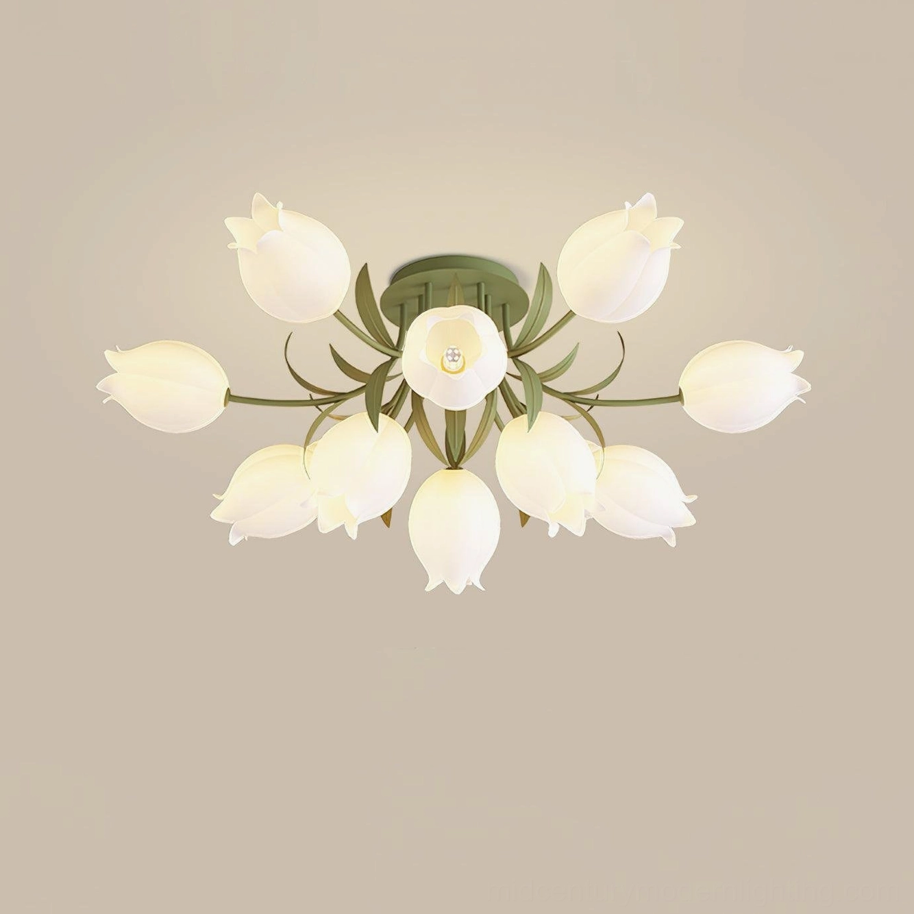 Ricko 12-head green and white ceiling light double height foyer