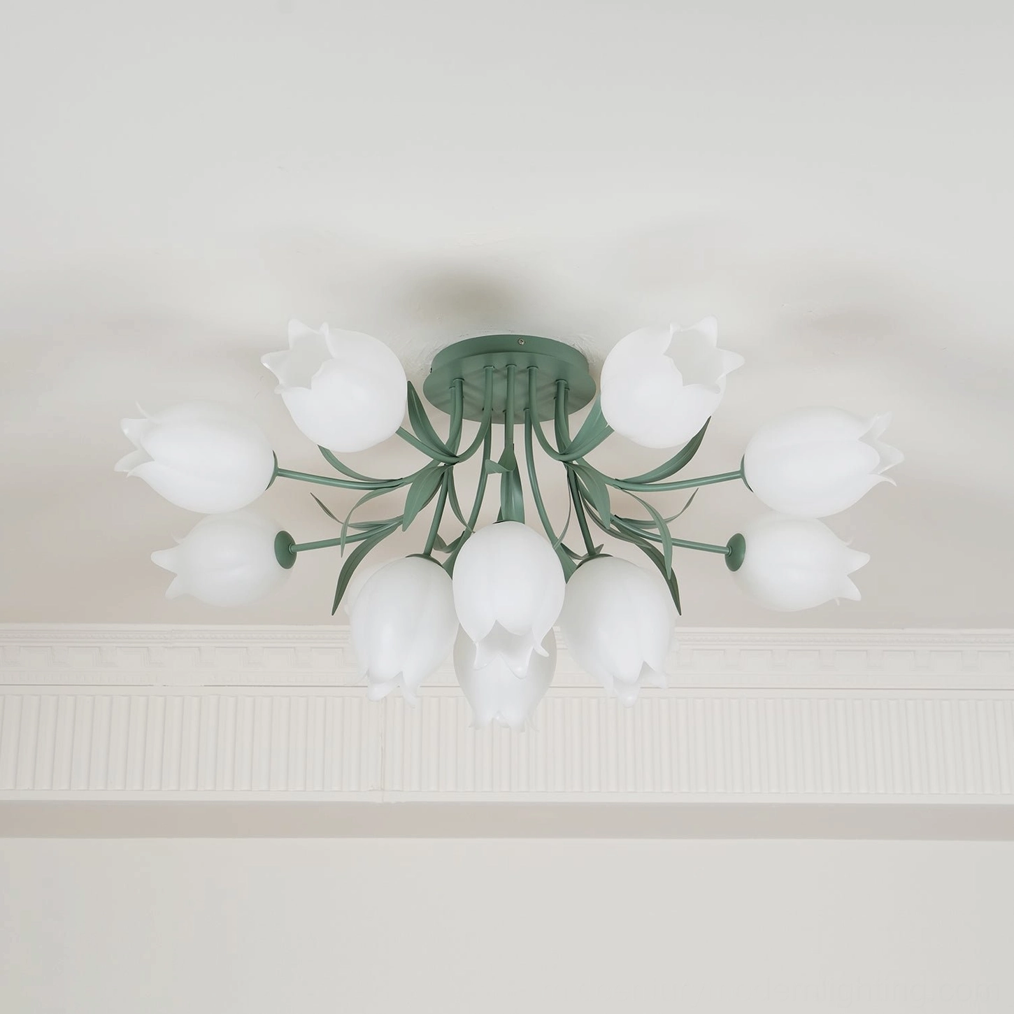 Ricko 12-head large light fixture green and white variant