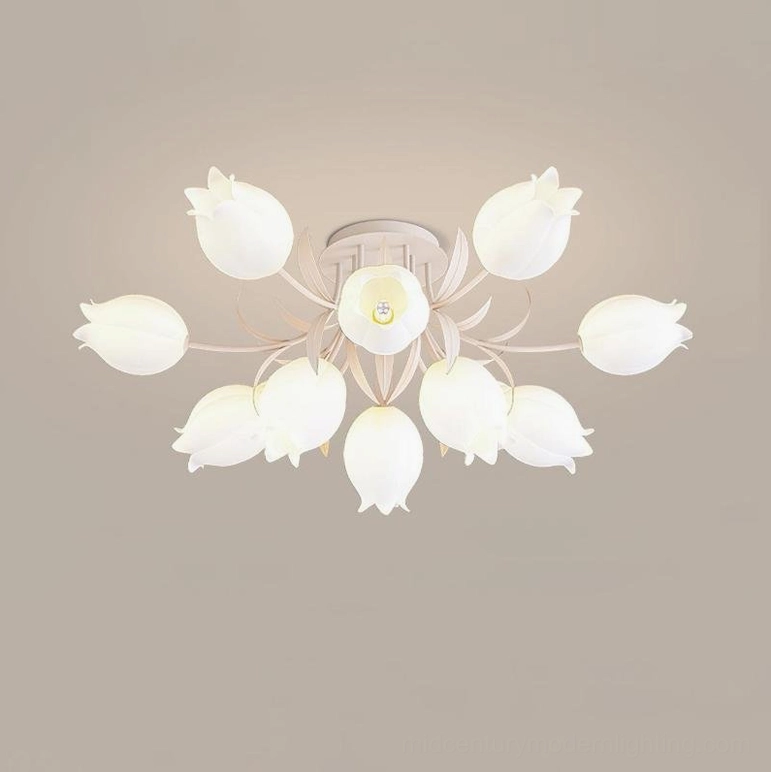 Ricko 12-head ceiling light white finish large statement